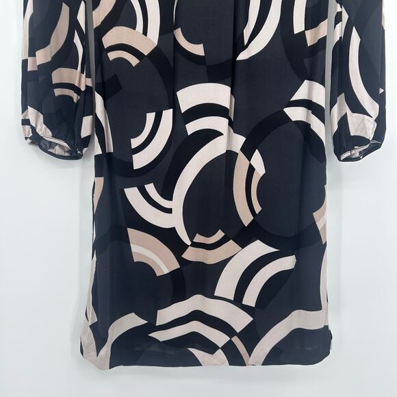 Banana Republic Fiona Geometric Silk Shift Dress Black Neutral Women’s Size XS - Picture 5 of 12